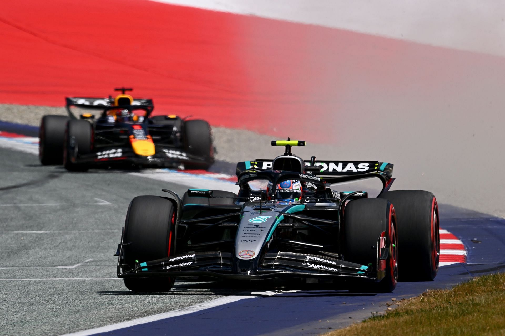 Max Verstappen and Kimi Antonelli at the FP# session in Austria - Source: Getty